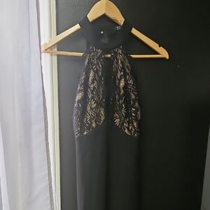 Privy Black and Gold Lace Backless Dress